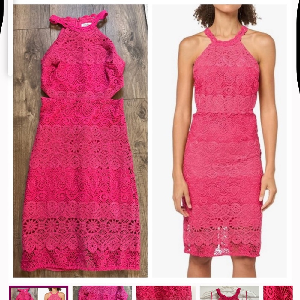 Guess Raspberry punch  Haley Dress Pink Lace Halter NWT